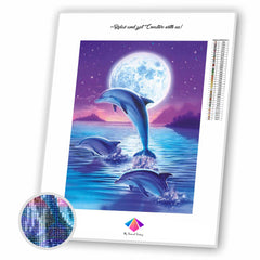 Moonlit Dolphins Diamond painting kit