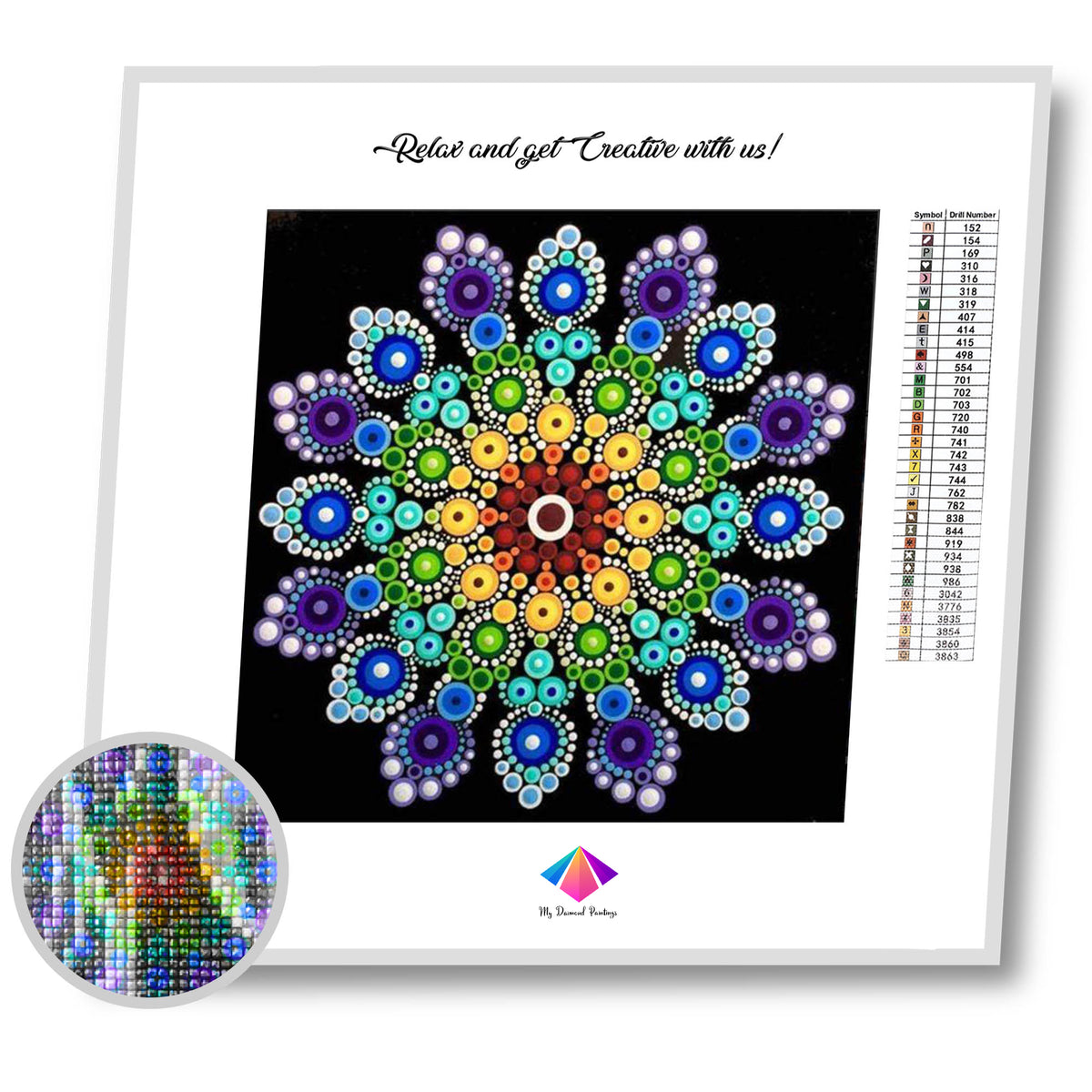 Rainbow Mandala Diamond Painting Kit