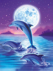 Moonlit Dolphins Diamond painting kit