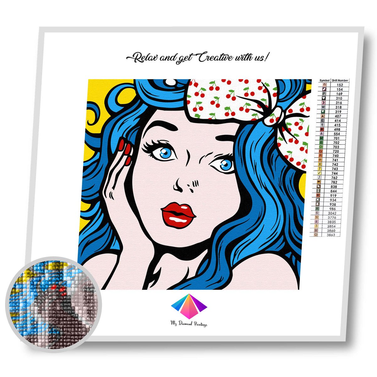 Blue-Haired Pop Art Diamond painting kit