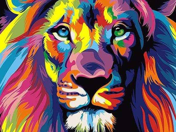 Lion in Rainbow Diamond painting kit