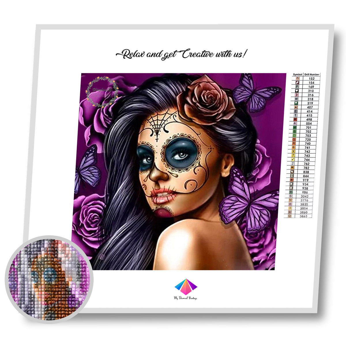 Violet Sugar Skull Diamond Paintings Kit