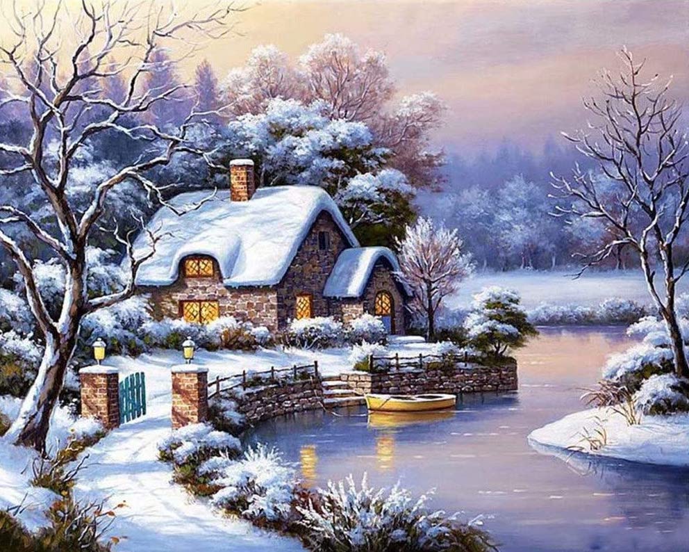 White Cottage Diamond Paintings Kit