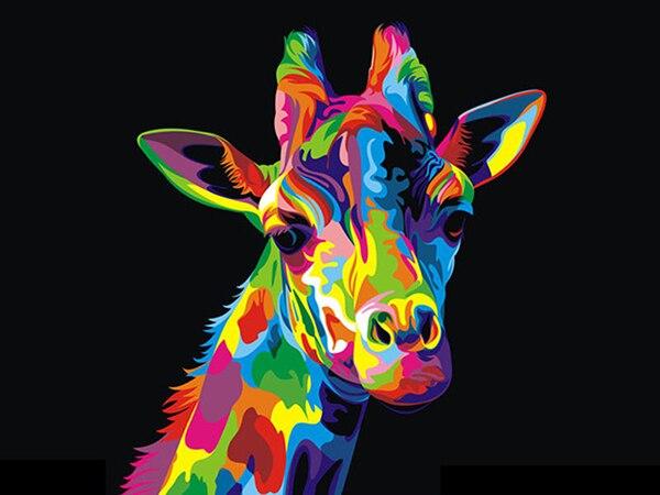 Giraffe in Rainbow Diamond painting kit