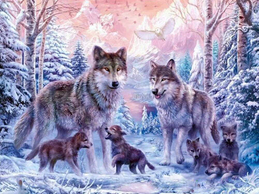 Cubs in the Snow Diamond painting kit