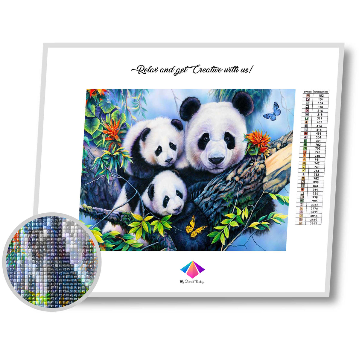 Panda Family Portrait Diamond Painting Kit