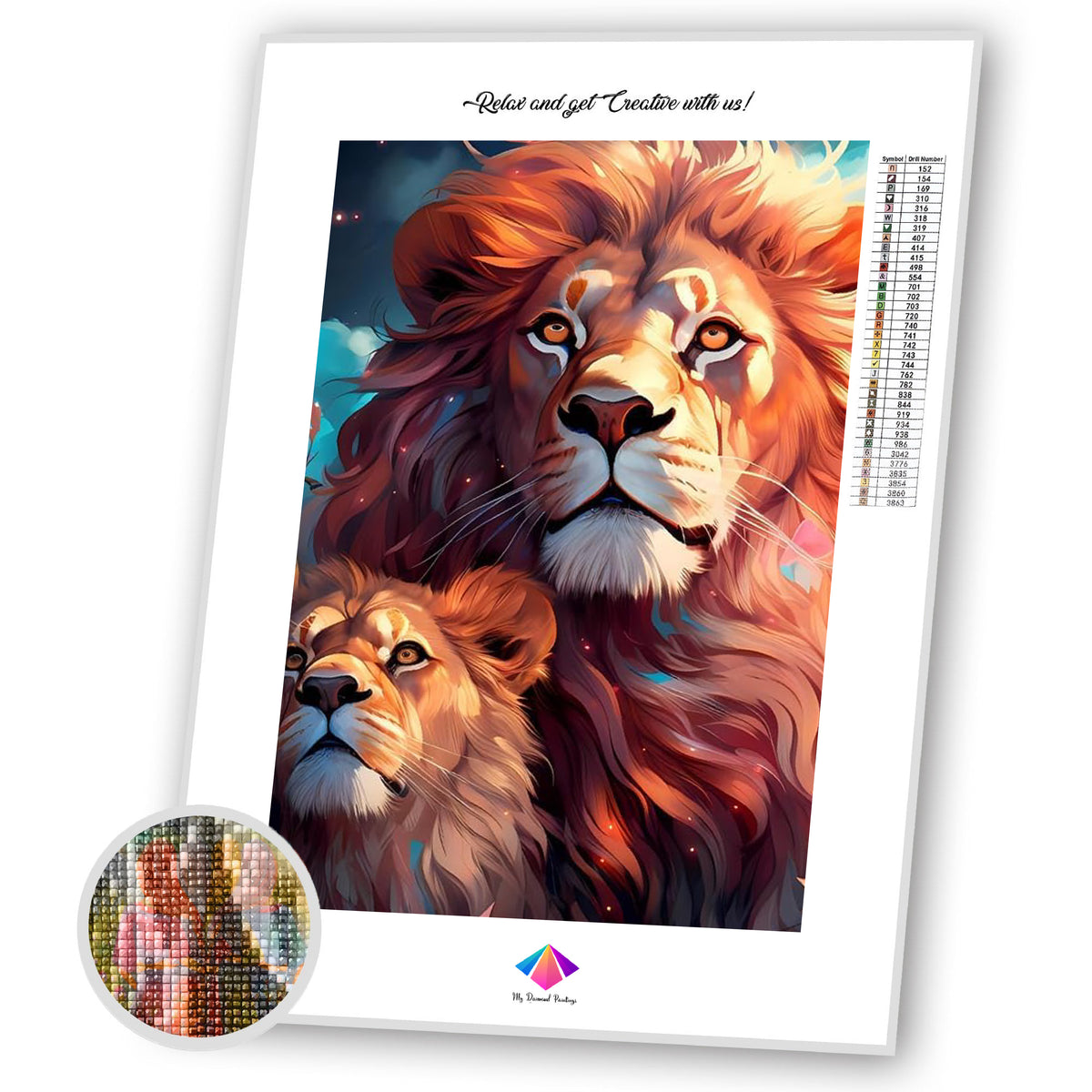 Beauty and lion diamond painting kit