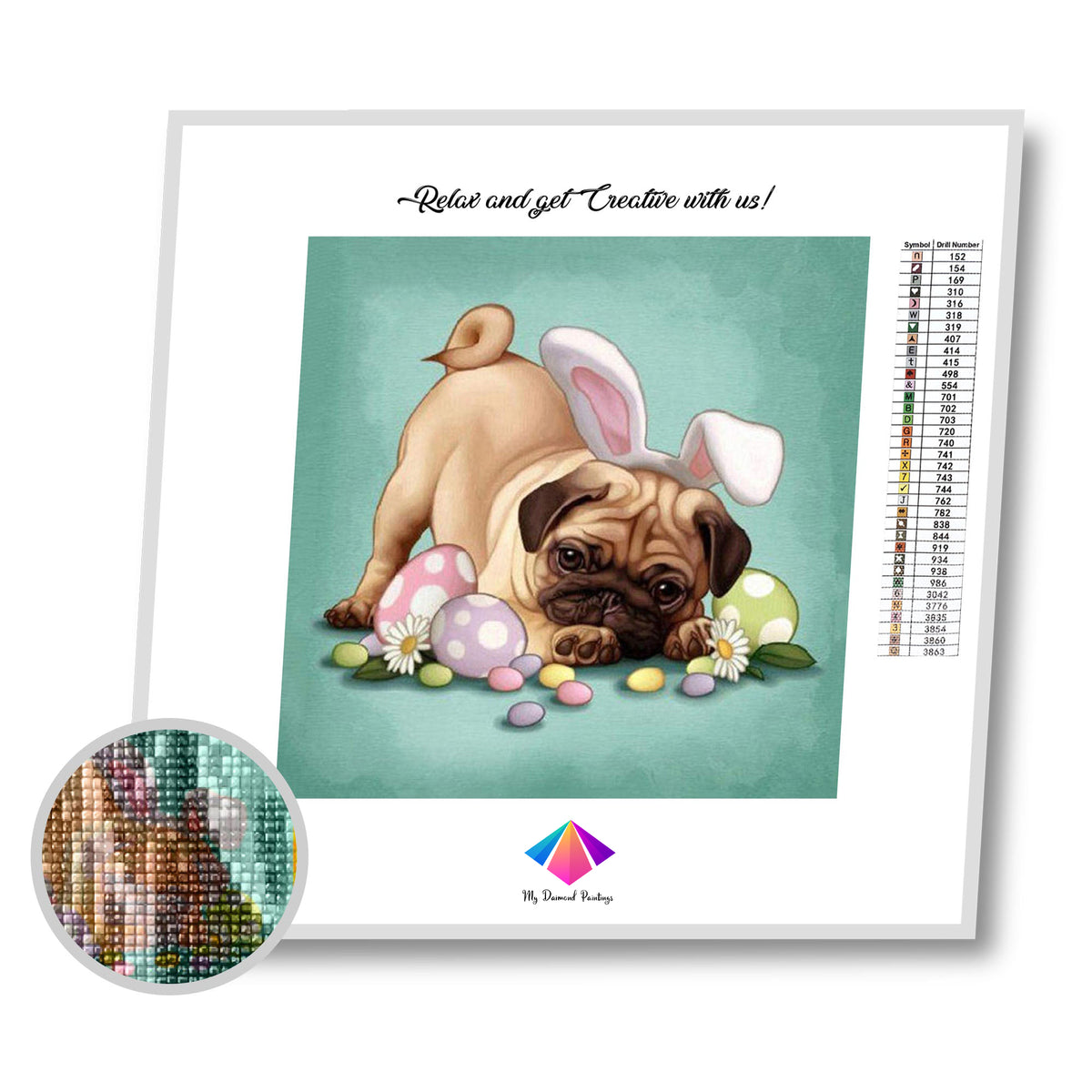 Easter Pug Diamond painting kit