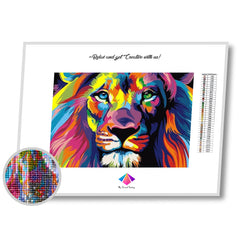 Lion in Rainbow Diamond painting kit