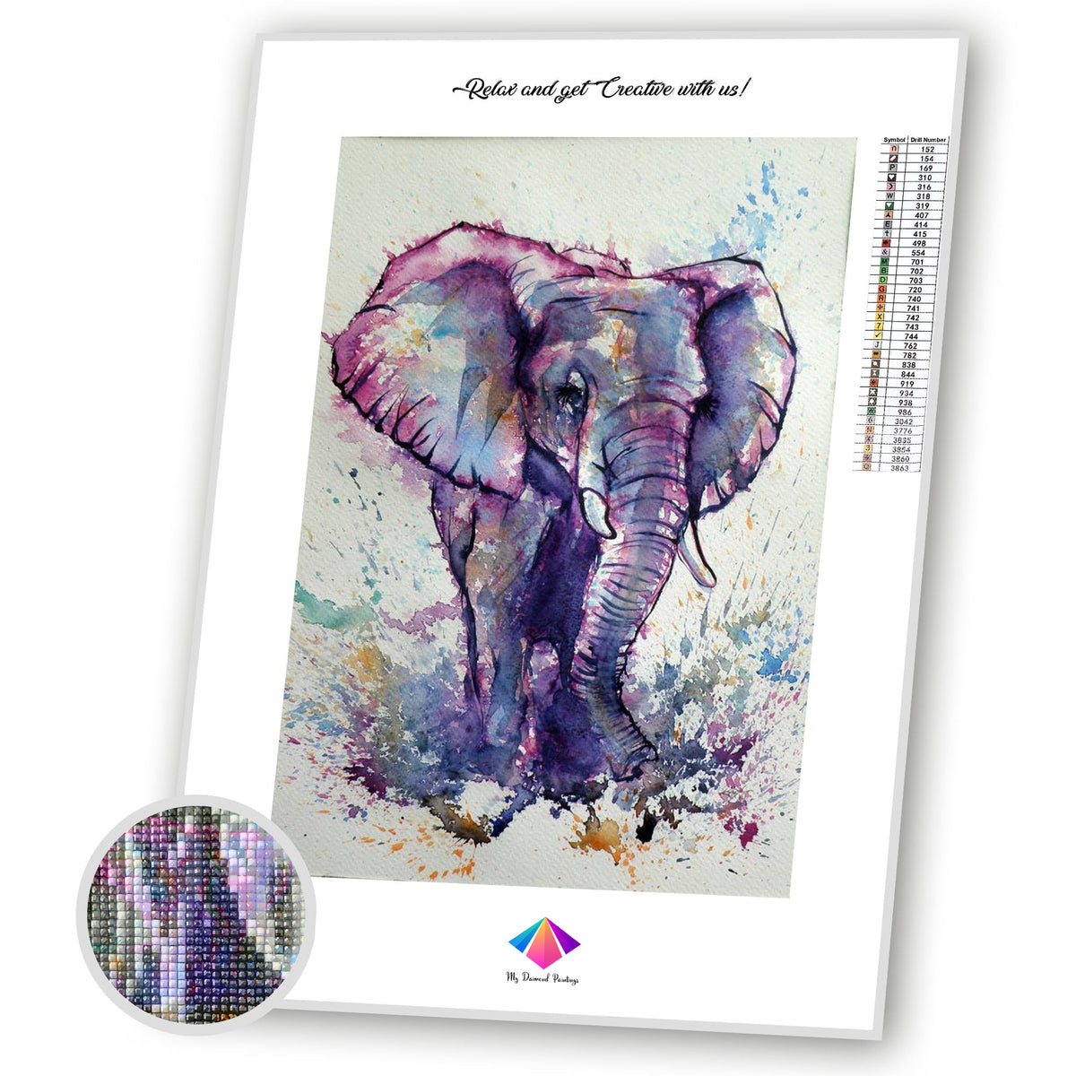 Painted Elephant Diamond Painting Kit