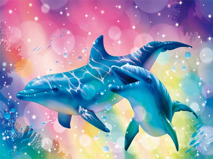 Pastel Dolphins Diamond Painting Kit