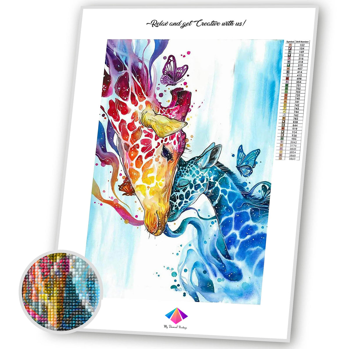 Watercolor Giraffe Diamond Paintings Kit