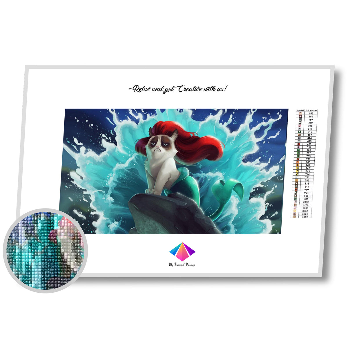 Mermaid Grumpy Cat Diamond painting kit