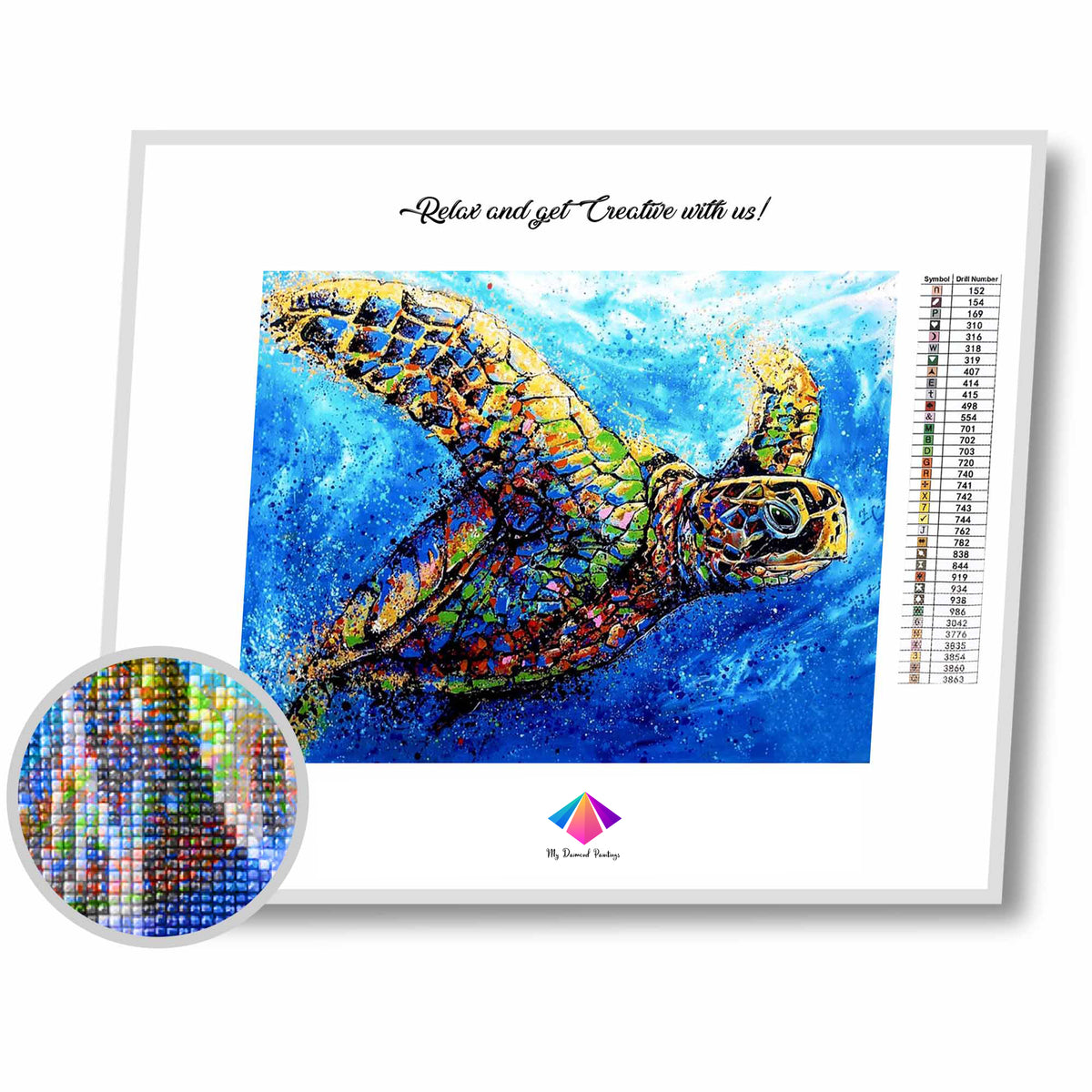 Turtle in the Deep Blue Diamond Paintings Kit