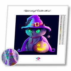 Witch Cat in Costume Diamond Paintings Kit