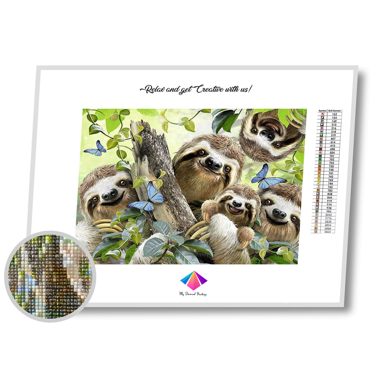 Happy Sloths Diamond painting kit