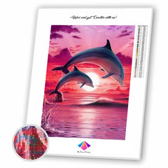 Dolphin Sunset Diamond painting kit