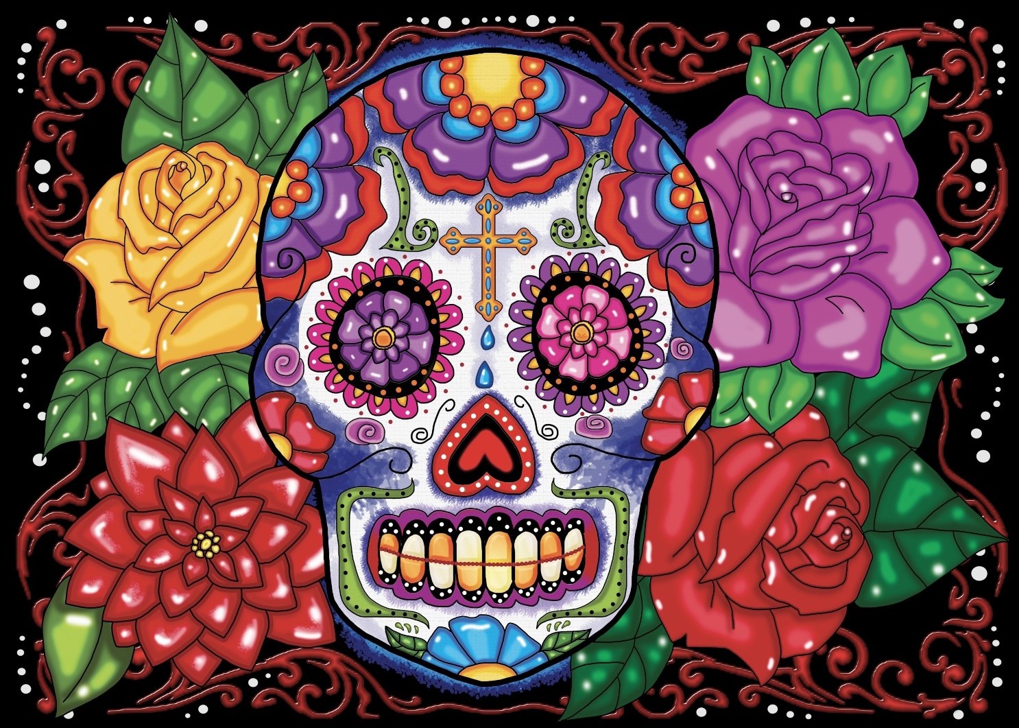 Flower Skulls Diamond painting kit