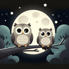 White Owls In Moonlight Diamond Painting Kit